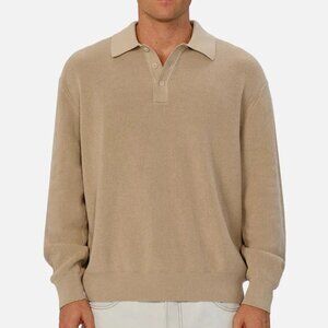 INDUSTRIE AUSTRALIA Sand Dune Three-button Knitted Polo